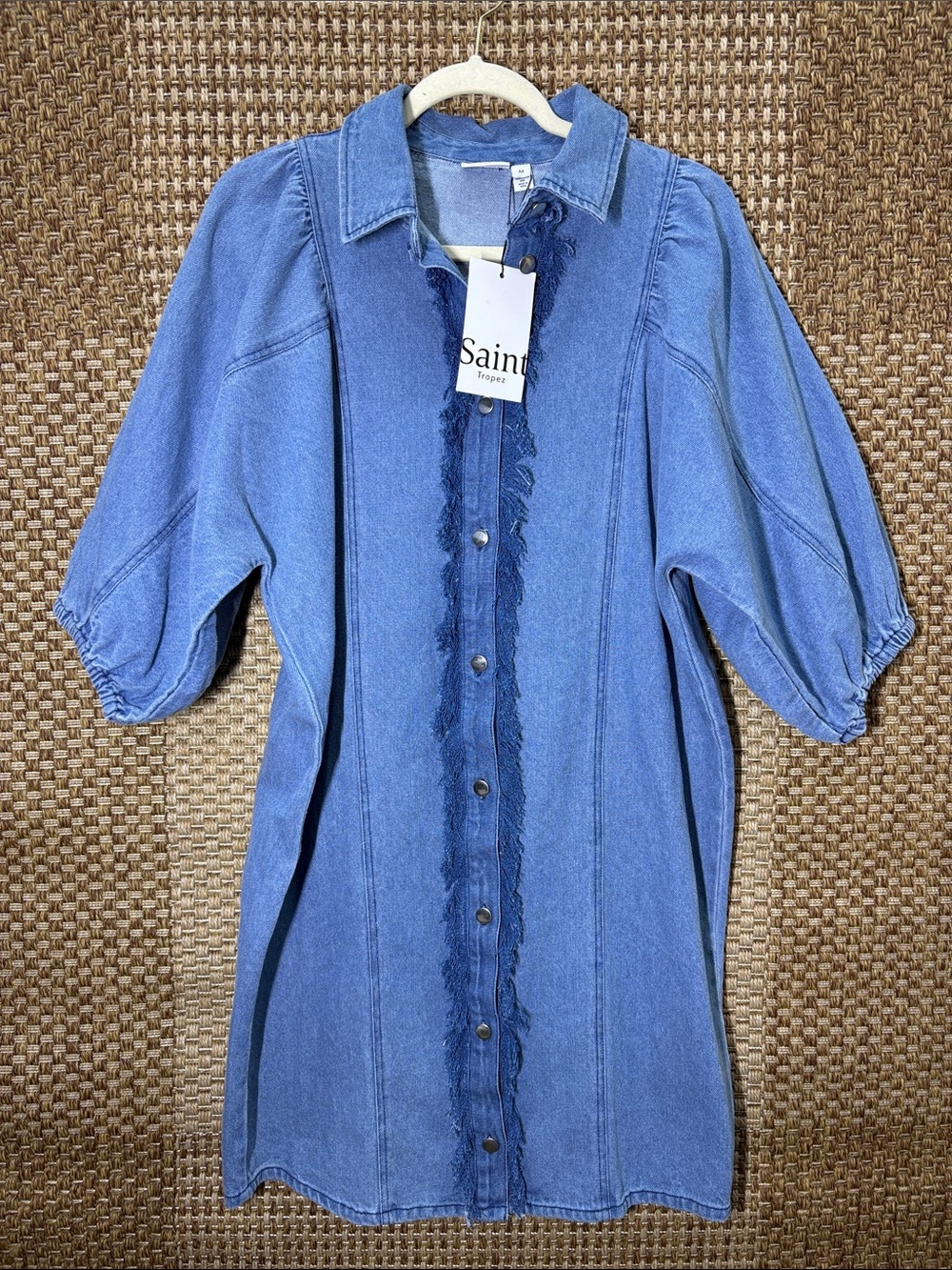 NWT Saint Tropez West Denim Button-Front Dress in Blue